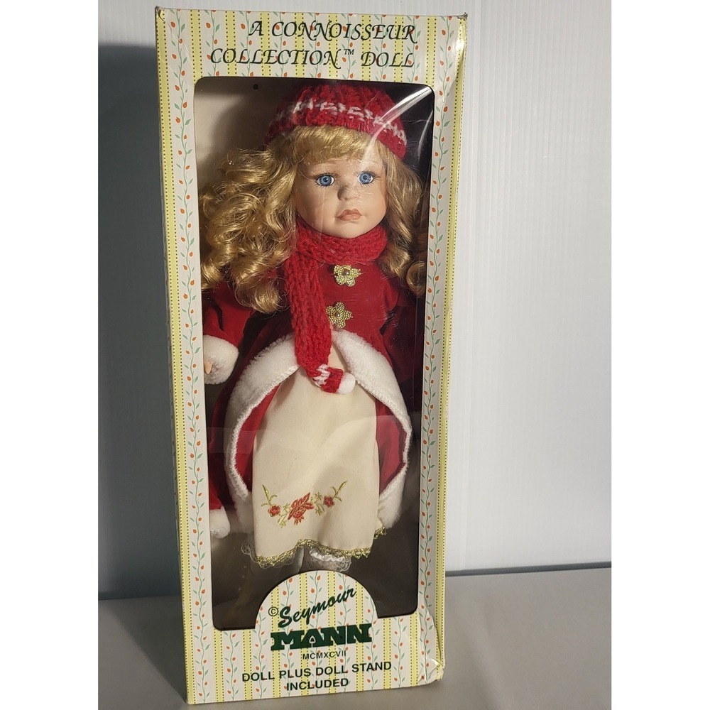 Mann Connoisseur Collection Doll Red Winter Outfit Porcelain Arms /Legs MCMXCVI - Picture 3 of 10